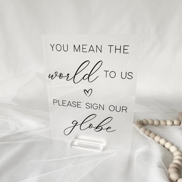 Acrylic globe wedding guestbook sign, please sign our guest book, modern minimalist unique acrylic globe guestbook wedding venue sign