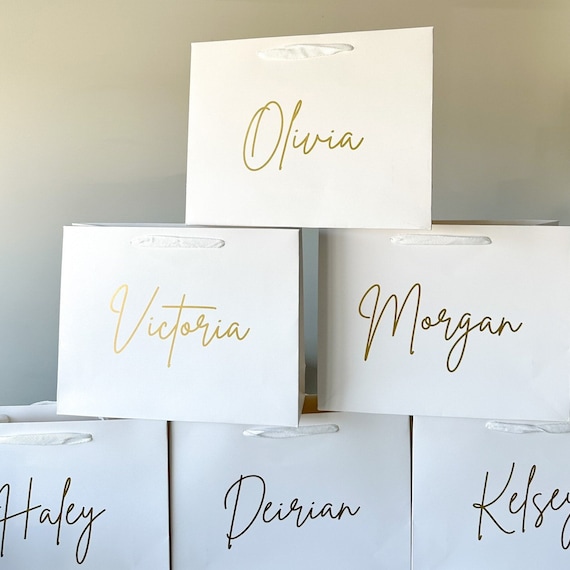 personalized luxury gift bags for bridesmaids groomsmen, bachelorette parties gift bag, bridal party gift, thank you gift bag, bridal shower