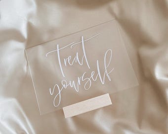 acrylic treat yourself sign, love is sweet sign, candy bar sign, dessert bar, coffee bar sign, treat yo self sign, modern wedding decor sign