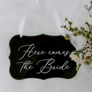 Here comes the bride wedding sign for ring bearer, ring bearer sign, bride entrance sign, acrylic wedding decor, flower girl, bridal party