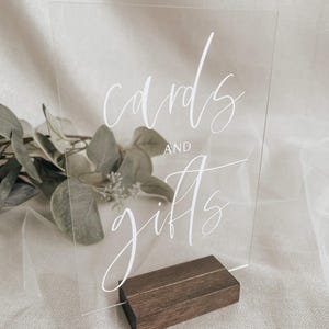 Enseigne acrylique pour cartes et cadeaux pour mariages, cartes et cadeaux modernes, enseigne de décoration de mariage, enseigne de douche nuptiale, enseigne de table de réception de mariage