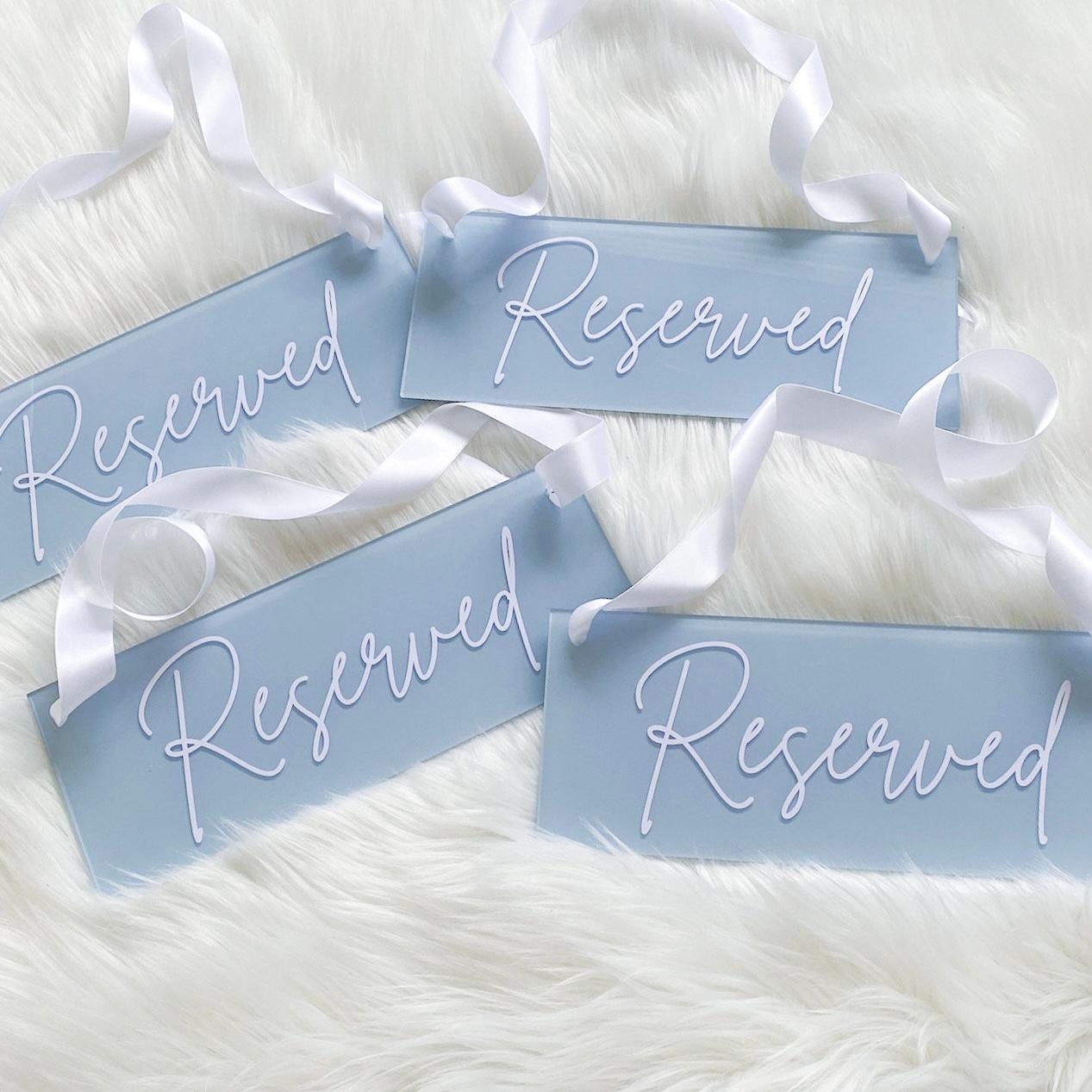 this row is reserved sign for wedding ceremony, this seat is reserved sign, reserved row acrylic sign for chair, acrylic reserved seat sign
