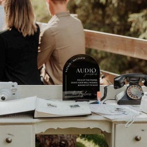 Panneau de livre d'or audio acrylique pour mariage Livre d'or téléphonique, livre d'or téléphonique, panneau de livre d'or moderne, panneau laissez un message, panneau de téléphone