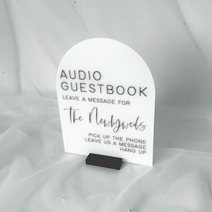 Enseigne de livre d'or audio de mariage, enseigne de livre d'or en acrylique pour jeunes mariés, enregistrez un message souvenir du jour du mariage, veuillez nous laisser une enseigne