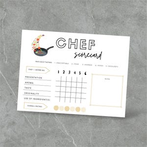 Chef Scorecard Printable | Food Tasting Rating Sheet | Cooking Challenge Game | Digital Download