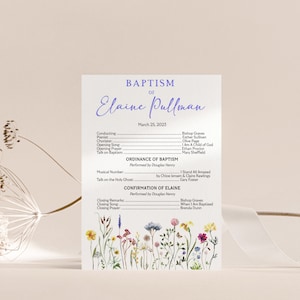Editable Floral Baptism Program | LDS Adult Baptism Theme | Wildflower, Flowers, Nature Baptism Program | Instant Download