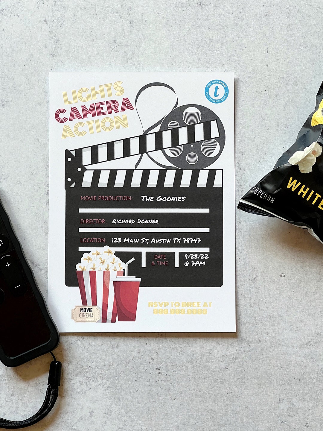 Customizable Movie Night/cinema Invitation || Instant Download - Etsy