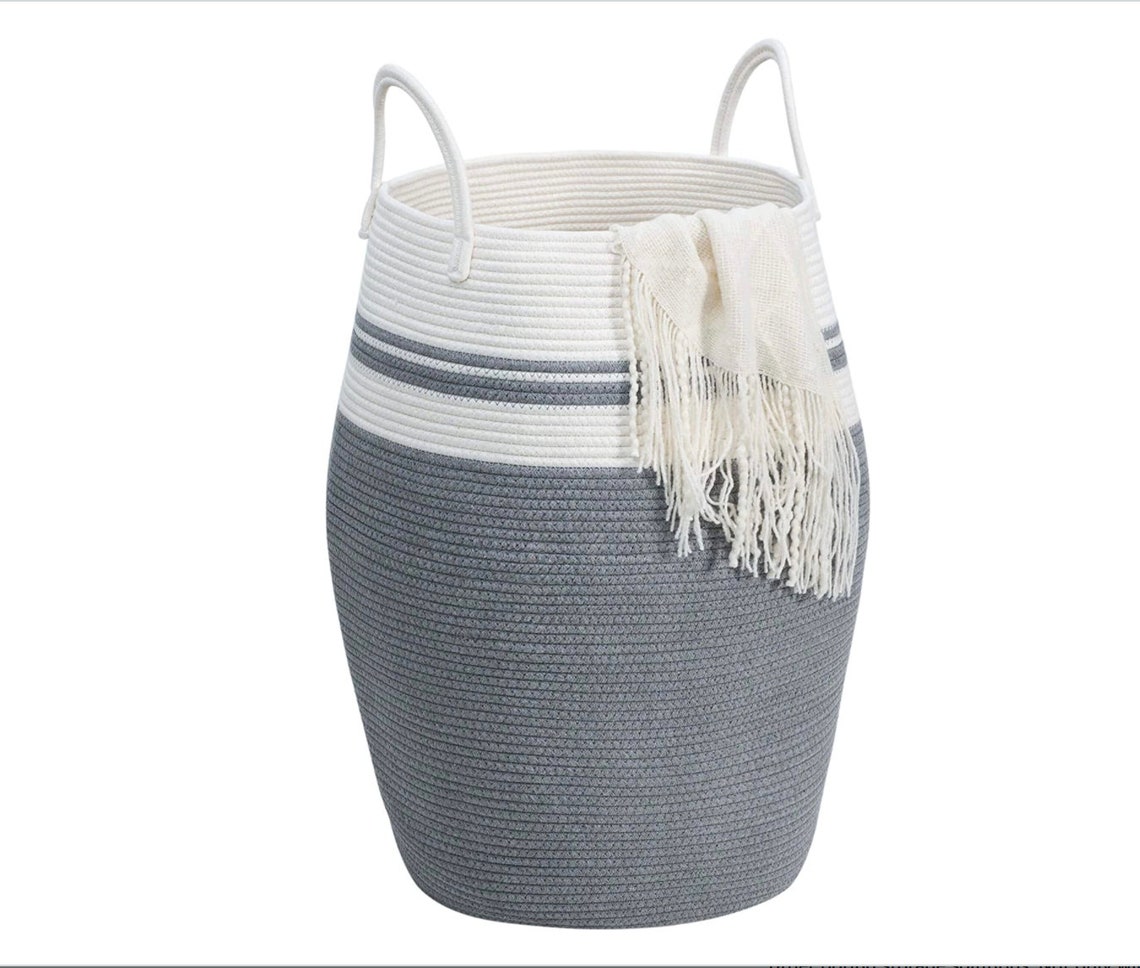 Cotton Rope Laundry Basket Durable Large Blanket Basket for Etsy