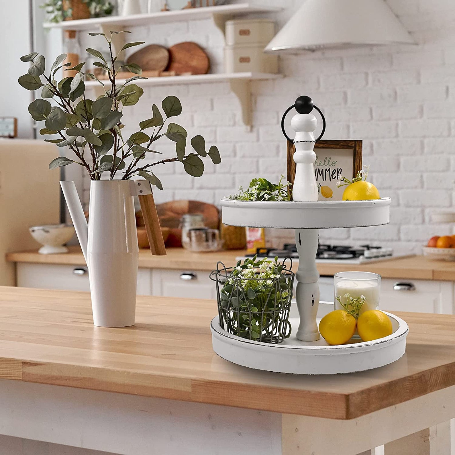 Farmhouse Two Tiered Tray Beautiful Rustic Wooden 2 Tier Etsy