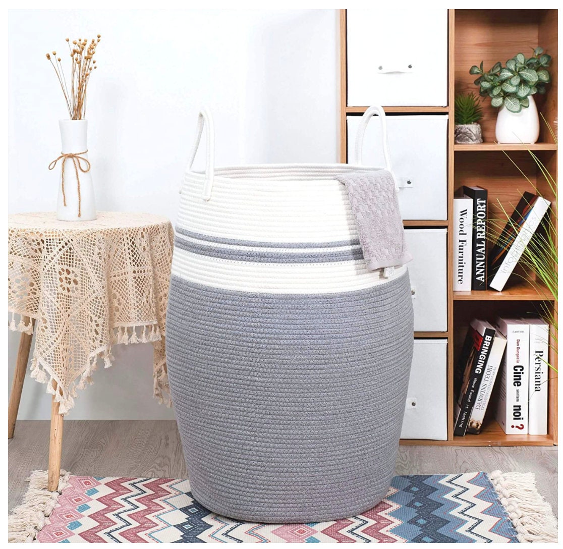 Cotton Rope Laundry Basket Durable Large Blanket Basket for Etsy
