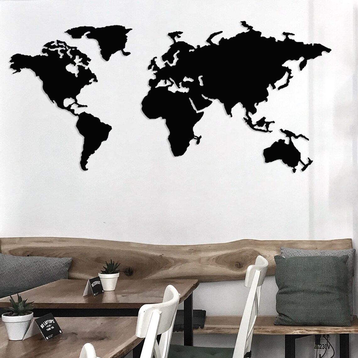 World Map Metal Wall Art Metal World Map Wall Art Bedroom Etsy