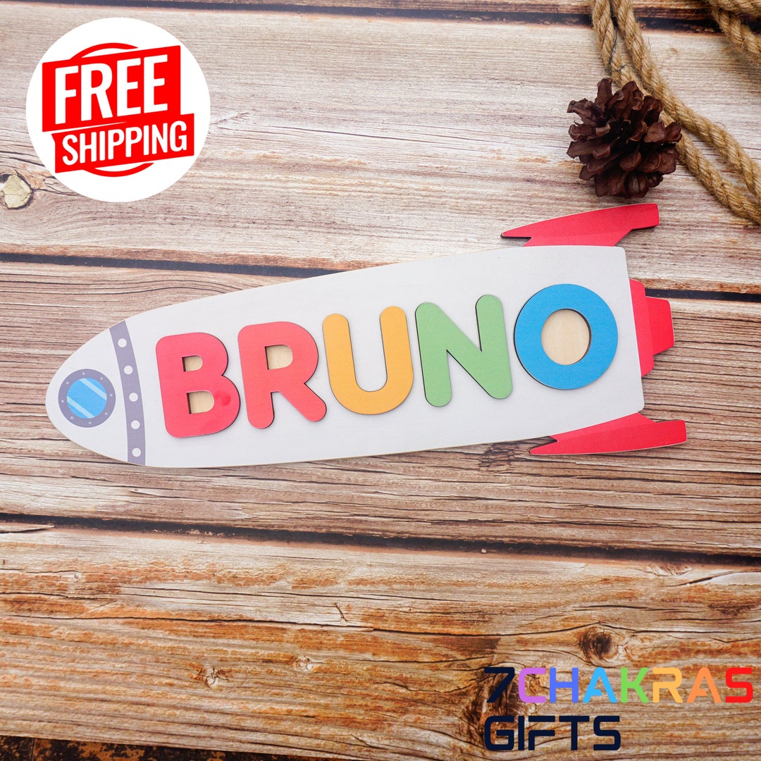 Rocket Wooden Name Puzzle Busy Board Puzzle Toddler Toys - Etsy
