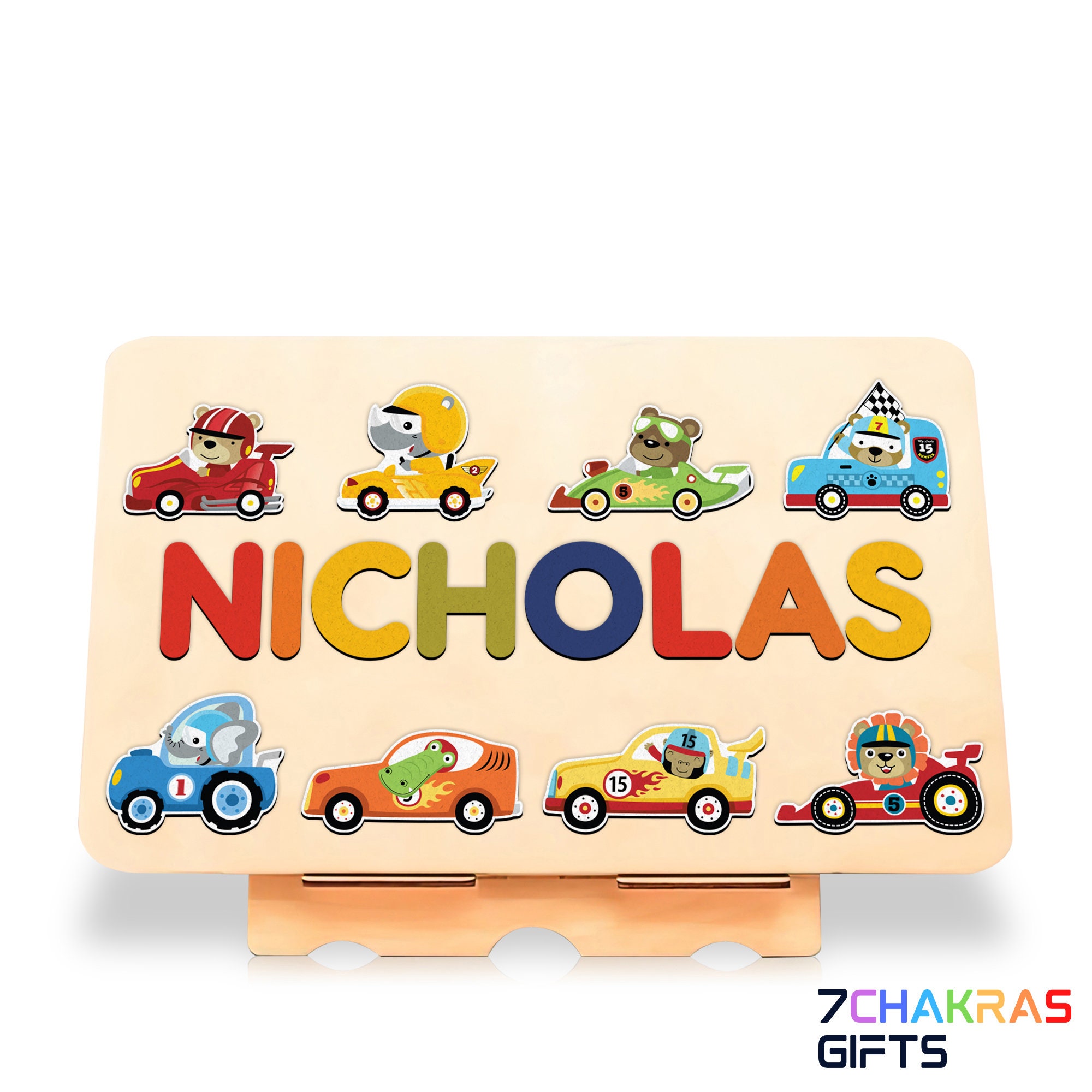 Stool For Kids Personalized Wooden Name Stool - Custom Dinosaur Puzzle ...