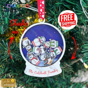 Personalized Family Christmas Snowman Ornament Custom Christmas 2024 Family Ornament Family Member Names Ornament Gifts Family Member Gifts