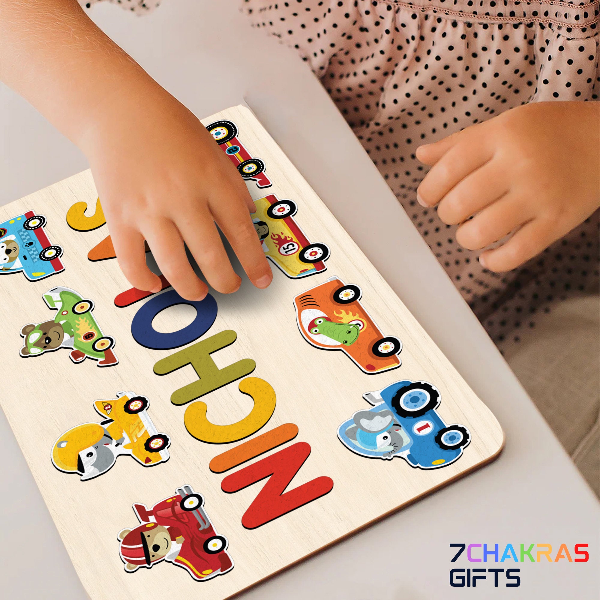 Personalized Wooden Name Puzzle With Cars: Montessori Toy - Etsy