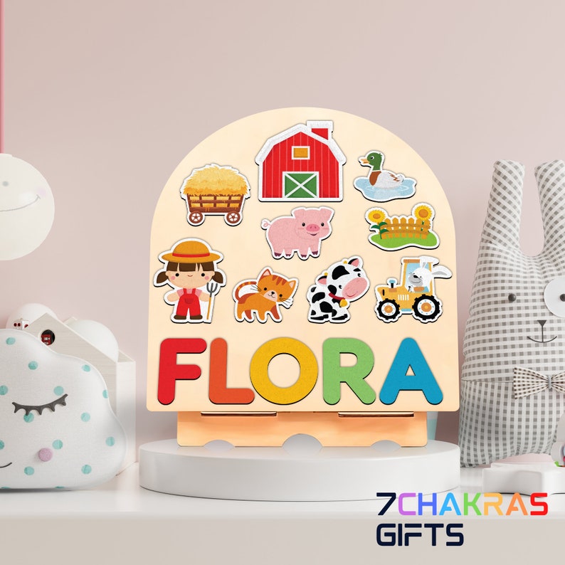 Farm Animal Name Puzzle With Pegs: Personalized Wooden Toy - Etsy
