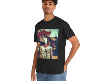 Vintage Robot Cowboy Unisex Heavy Cotton Tee