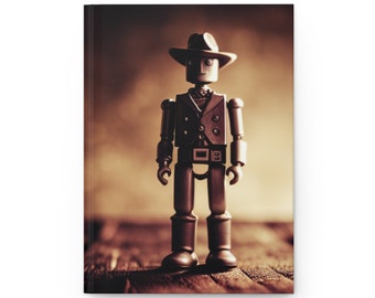Vintage Robot Cowboy Hardcover Journal, Notebook, Diary, Daybook, Log, Blog, Ledger, etc.