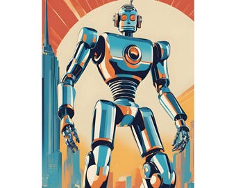 Retro-Futuristic Android Portrait | Matte Vertical Poster | Vintage Sci-Fi Robot Art