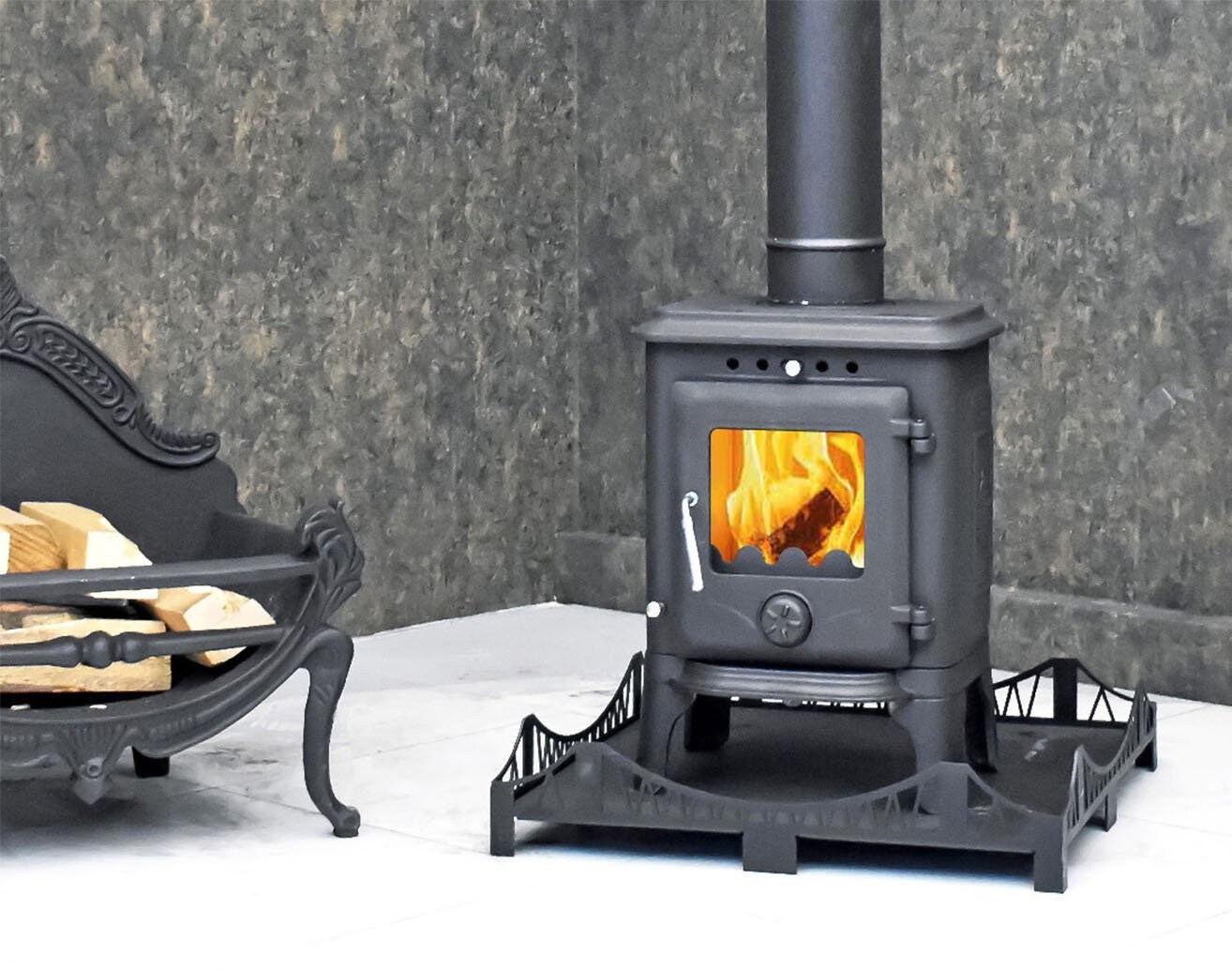 Cast Iron Wood Burning Stove 4.5KW top / Rear Flue Exit 100 Etsy
