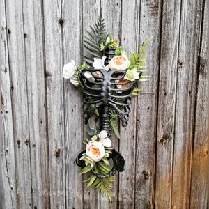 Beauty lies within, skeleton ribcage, floral skeleton, ribcage flowers,gothic decor, skull, gothic beauty, artificial flower skeleton