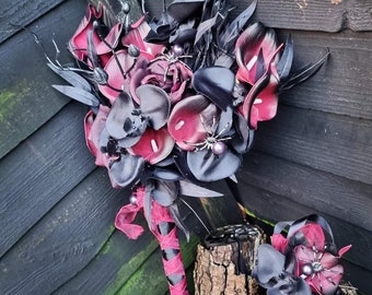 Haunting, moody, gothic, spider, bridal bouquet, alternative wedding, alt bride, gothic wedding flowers, punk wedding, theme, emo