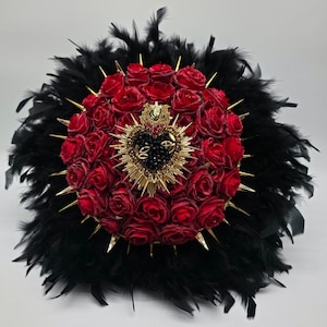Sacred heart, spiked bouquet, bridal bouquet, alternative wedding, alt bride, gothic wedding flowers, rock chick, punk wedding, theme