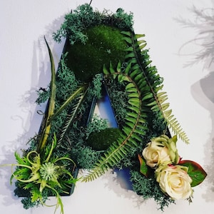 Moss letter, botanical moss letters, woodland sign, greenary words, floral lettering, logo sign, name, bar quotes, quote sign, artificial