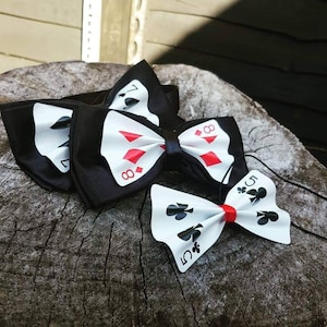 Papillon con carta da gioco, fiocco Dicky, carta da gioco, regina di cuori, Alice nel paese delle meraviglie, Casino Royale, matrimonio a tema