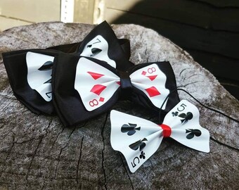 Playing card bow tie, dicky bow, playing card, queen of hearts, Alice in wonderland, casino royale, themed wedding