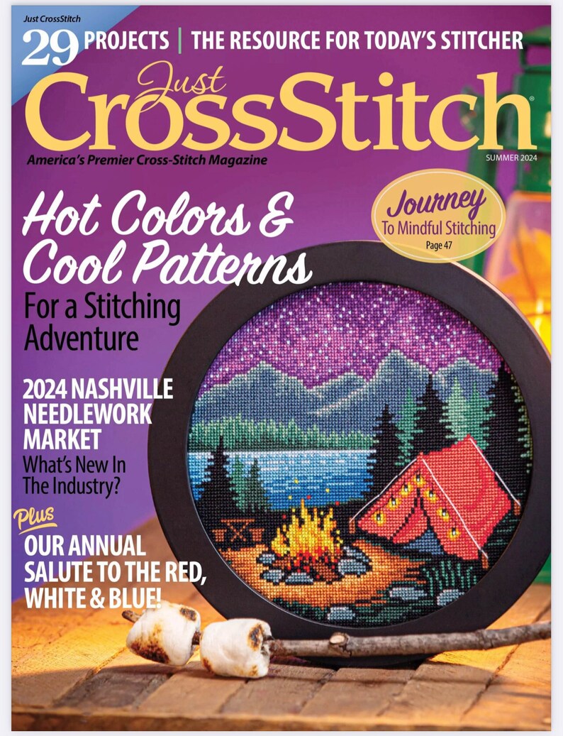 Just CrossStitch – Summer 2024- 29 Projects for Cross Stitch- Best Seller Cross Stitch Magazine-  Instant Download PDF Version