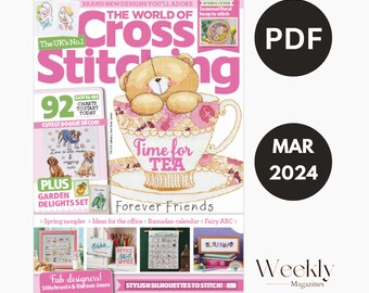 Cross Stitching – March 2024 Magazine Issue - Best Seller Stitching Magazine -PDF Version Instant Download- Weekly Magazines