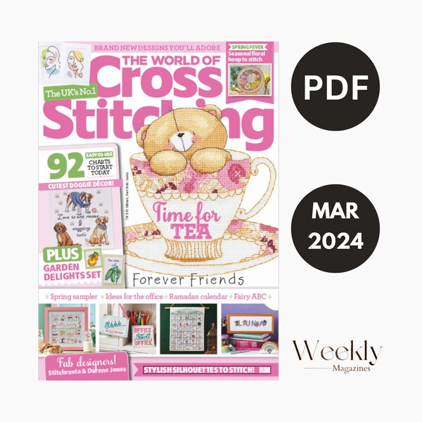 Cross Stitching – March 2024 Magazine Issue - Best Seller Stitching Magazine -PDF Version Instant Download- Weekly Magazines