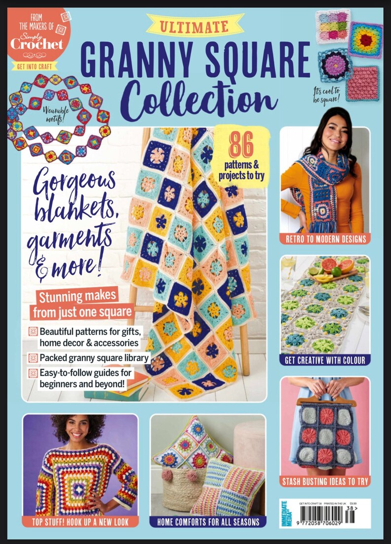 Granny Square Collection  86 Patterns – 16 July 2021  - Art & Craft Magazine- Instant Download PDF Version