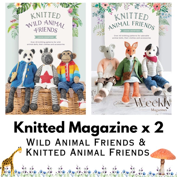 Knitted Wild Animal Friends & Knitted Animal Friends Bundle by Louise Crowther - Best Combo of Knitted Animal- Instant Download PDF Version