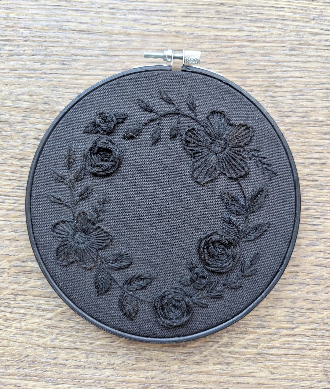 Hand Embroidered Floral Hoop Art, Monochromatic Wall Hanging - Etsy
