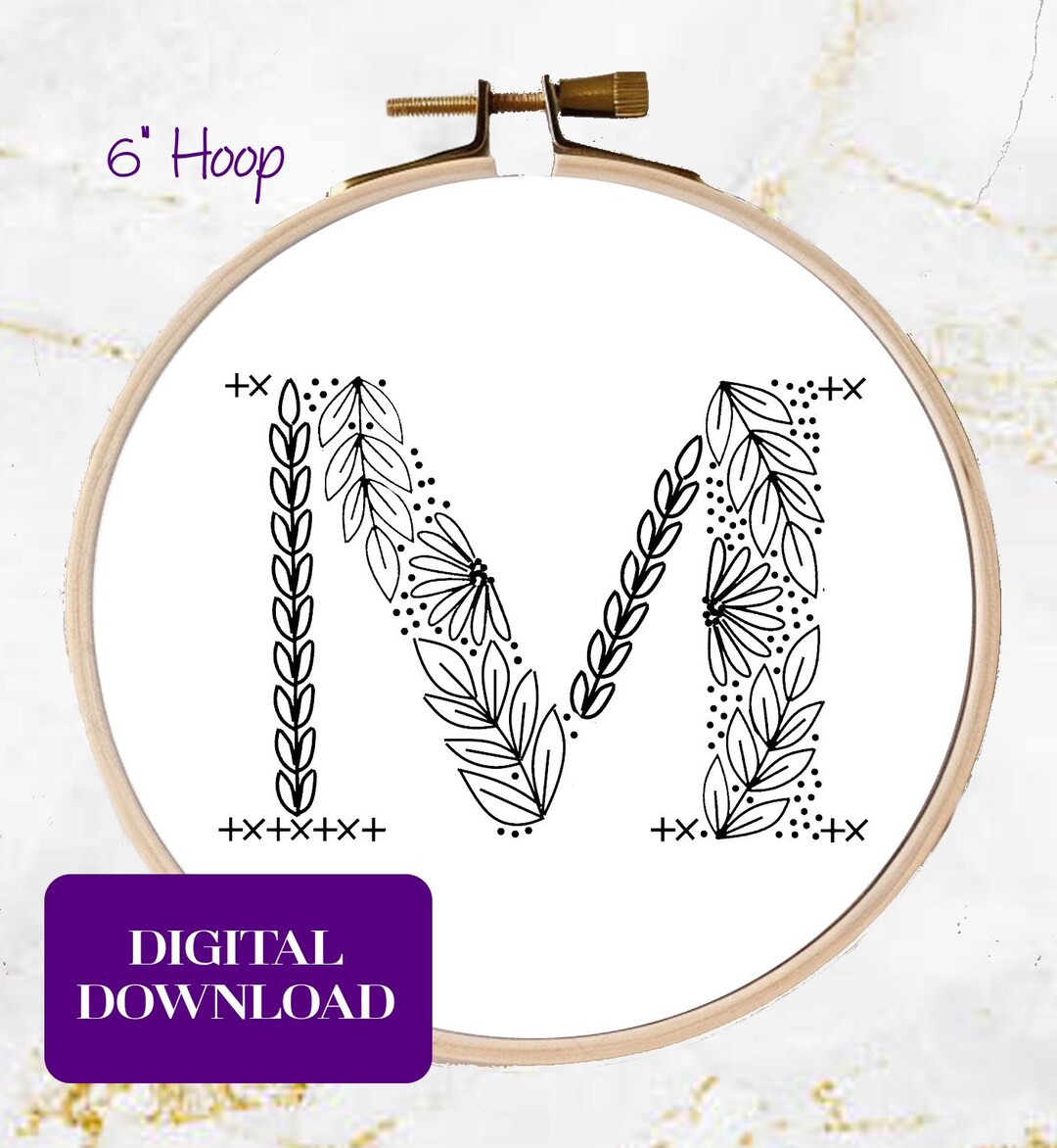 Letter M Pattern Design Floral Letter M Embroidery Pattern (digital Download) - Etsy