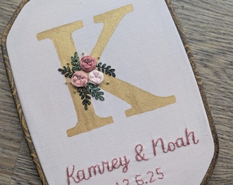 Aro de boda bordado a mano a medida, regalo de aniversario personalizado