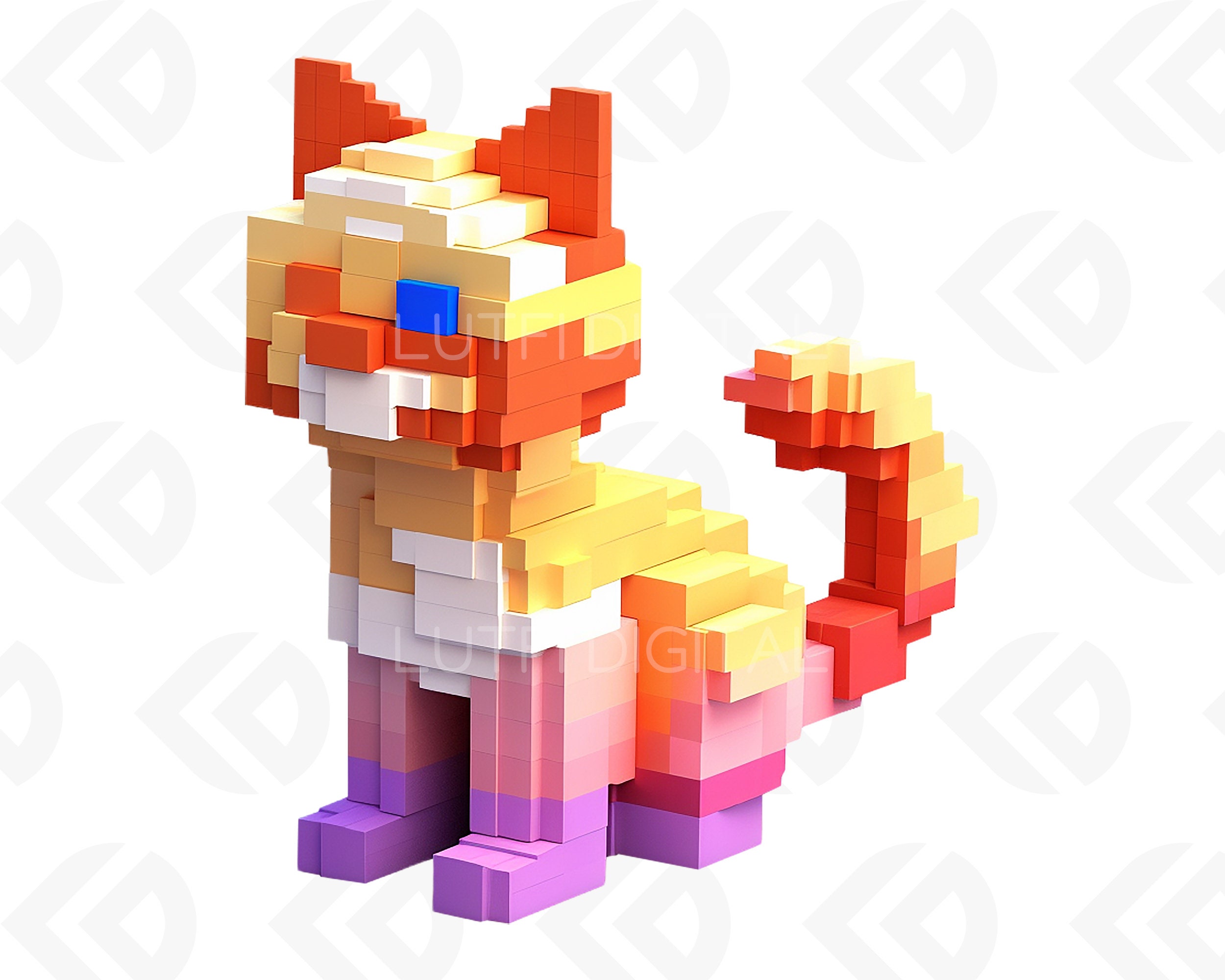 Title: Pixel Art Cat Png Roblox Character Png Block Art Gaming Prints ...