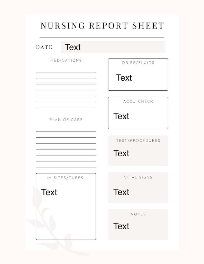 Nursing Report and Organization Sheets :) - Etsy