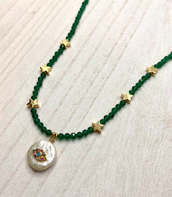 Jade evil cheap eye necklace