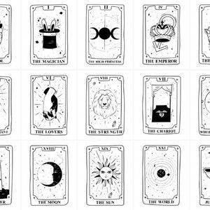 Pinte suas próprias cartas de tarô | 22 Arcanos Maiores | Livro para colorir em PDF | Desenhos para colorir | Download instantâneo |Imprimível