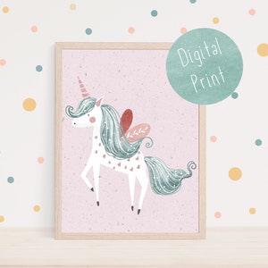 Unicorn Digital Print, Fairytale Nursery Decor, Unicorn printable, Unicorn Wall Art Print, Girls Room Decor, Unicorn Print, DIGITAL DOWNLOAD