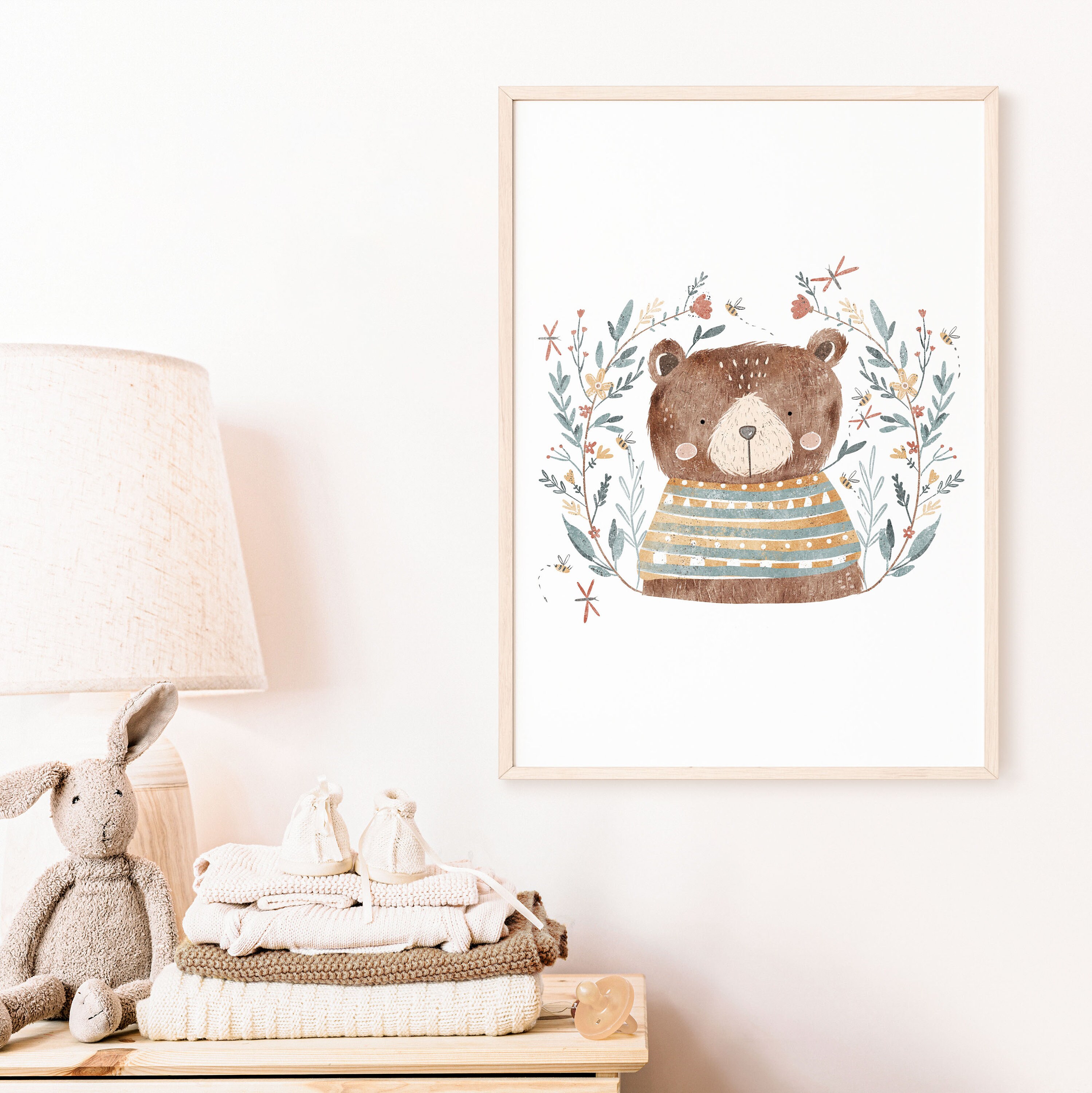 Woodland Nursery Print Bear Room Decor Bear Print Girls - Etsy