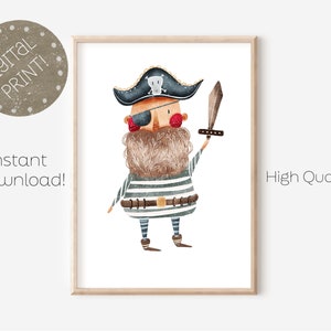 Pirate Nursery Print, Pirate room Decor, Pirate Kids Print, Boys Bedroom Printable Wall Art, Nautical room decor, Boy Room, DIGITAL DOWNLOAD