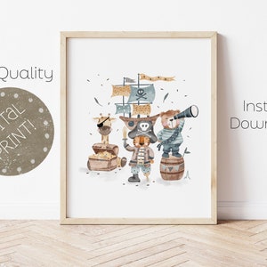 Pirate Nursery Print, Pirate room Decor, Pirate Ship Kids Print, Boys Bedroom Printable Wall Art, Boy room decor, DIGITAL DOWNLOAD 021