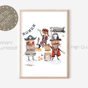 Pirate Nursery Digital Print, Pirate Bedroom Decor, Pirate Kids Print, Boys Bedroom Printable Wall Art, Boy Room decor, DIGITAL DOWNLOAD