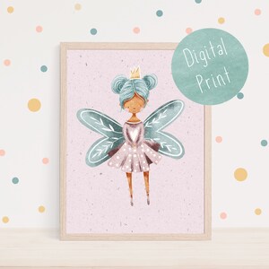 Fairy Digital Print, Fairytale Nursery Decor, Fairy printable, Princess Wall Art Prints, Girls Room Decor, Princess Print, DIGITAL DOWNLOAD
