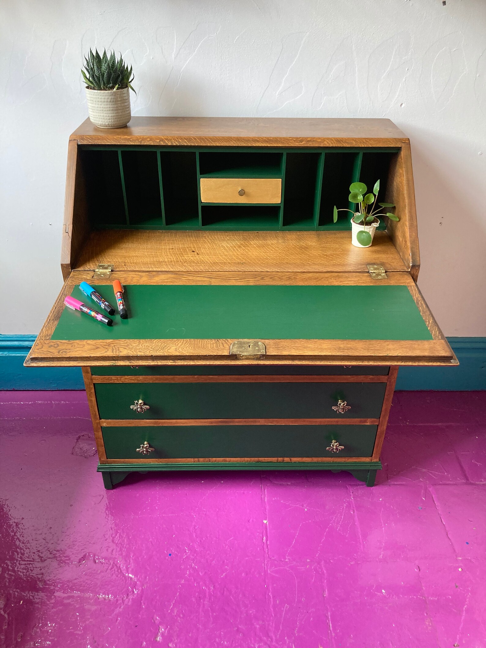 SOLD Upcycled Jaycee Vintage Writing Desk / Bureau / Dresser Etsy