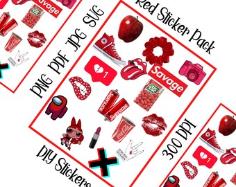 aesthetic red stickers for phone etsy india